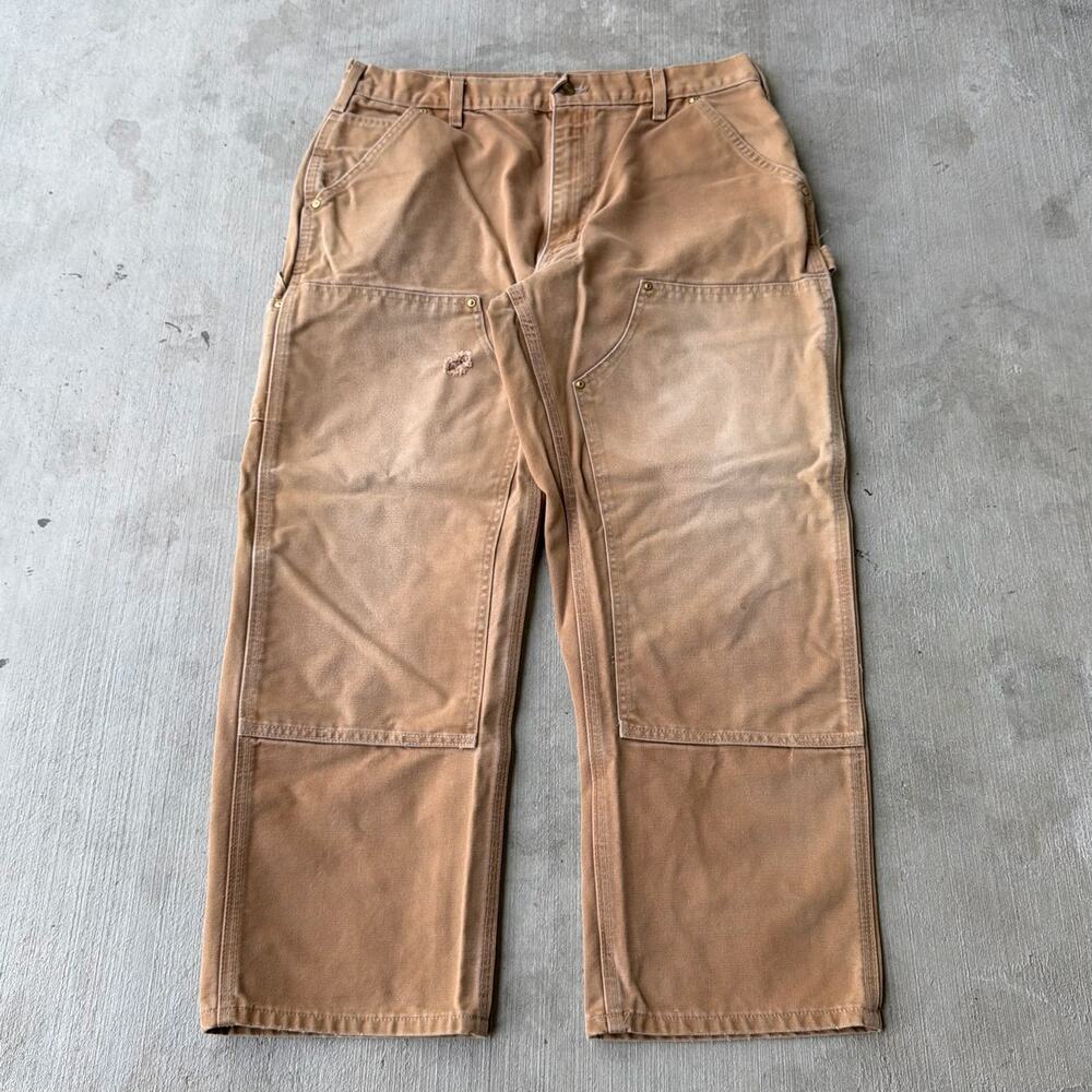 Carhartt faded brown double knee work wear carpenter pants